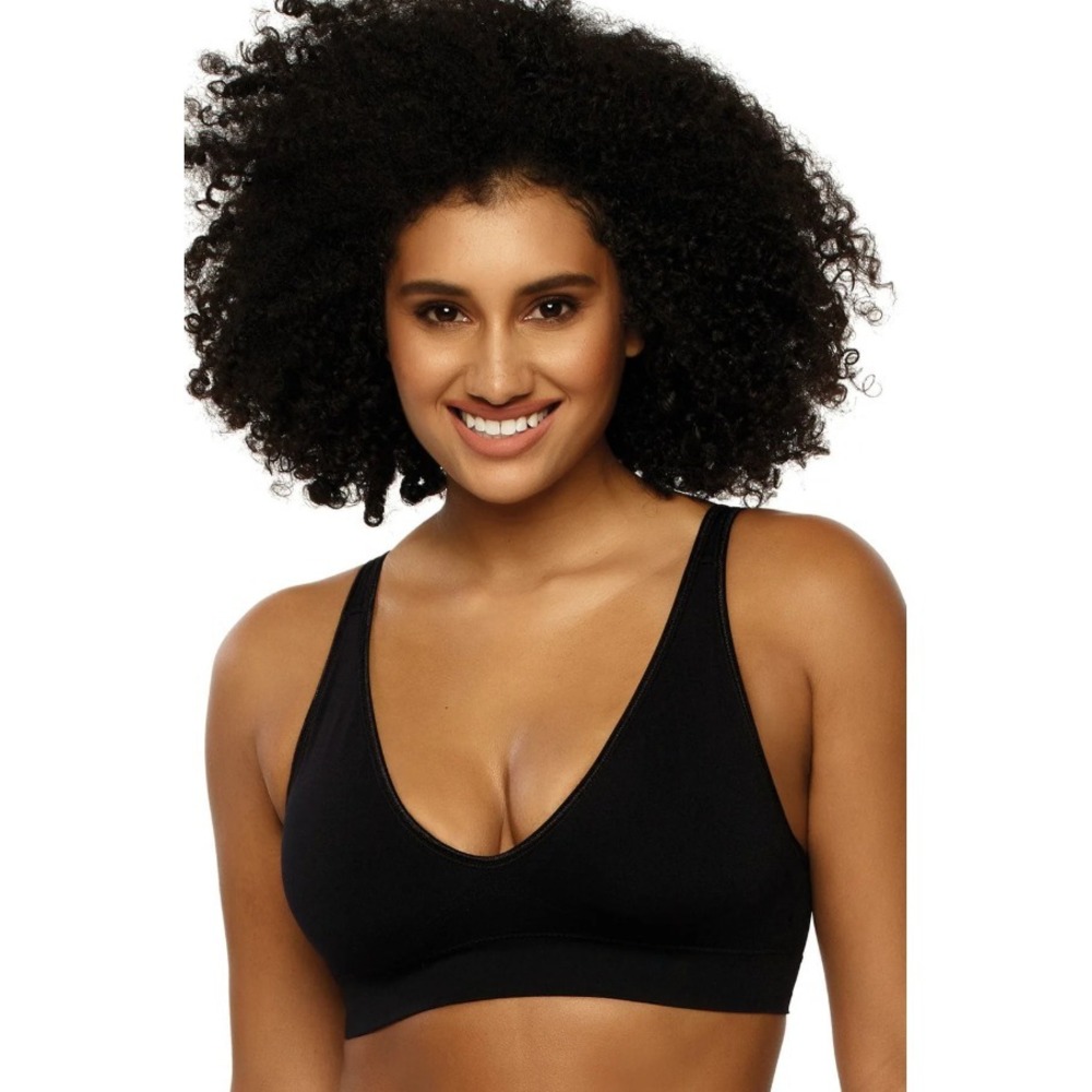 Felina Black Comfort Support Smooth Seamless Wire Free Bralette Size Medium